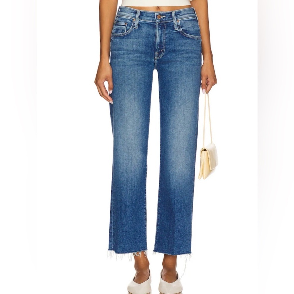 Mother Superior Sz 25 The Rambler Ankle Fray Button Fly Straight Leg Jeans New